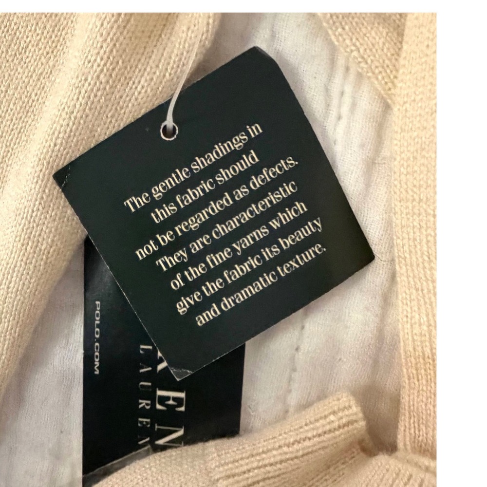 Lauren Ralph Lauren Cream Silk Cashmere Turtleneck Sweater NWT LRL Logo L - Picture 7 of 9